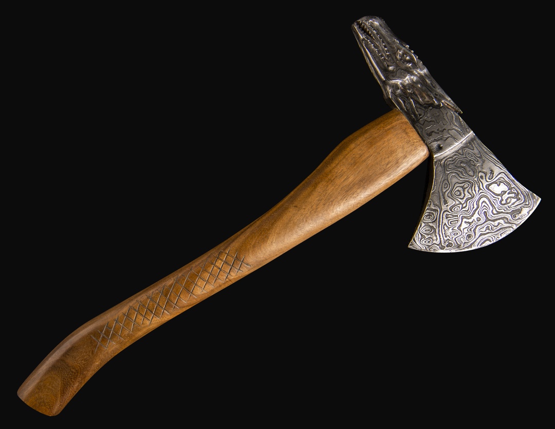 型号：法国巴黎第30届全球手工刀展会获得最佳产品奖全手工锻造大马士革斧头战神