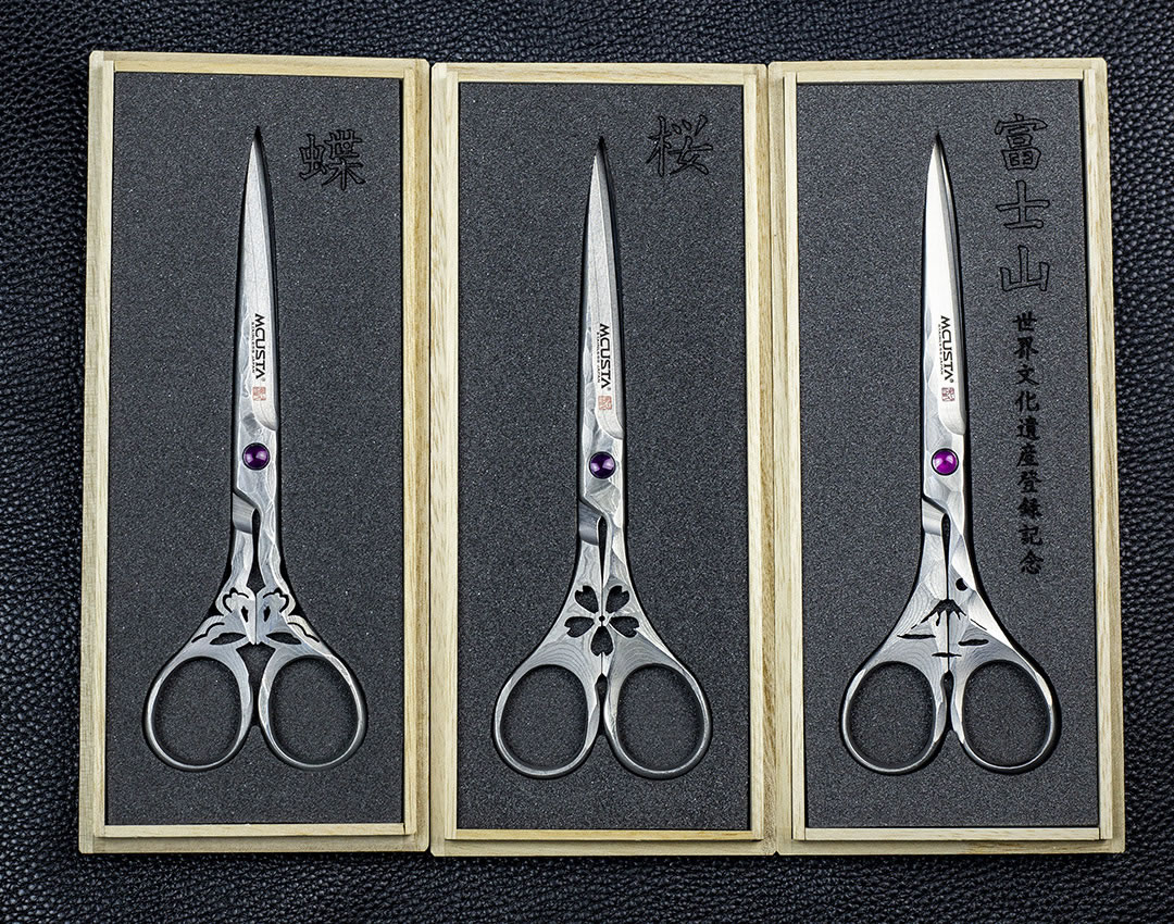 型号：日本传世家徽Mcusta  大马士革剪刀