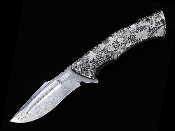型号：美国齐巴ZIEBA S5 Garden花园大马士革钢折刀